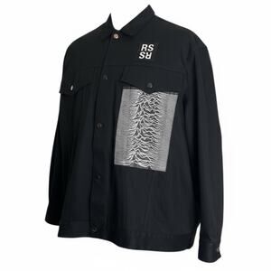 Raf Simons x Joy Division Black Large Denim Jacket size M Logo patches